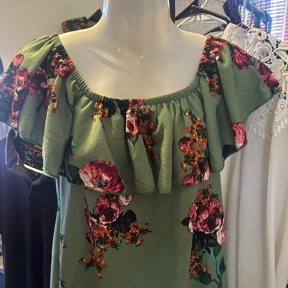 Piphany Green Floral Ruffle Dress BNWT - Picture 3 of 6